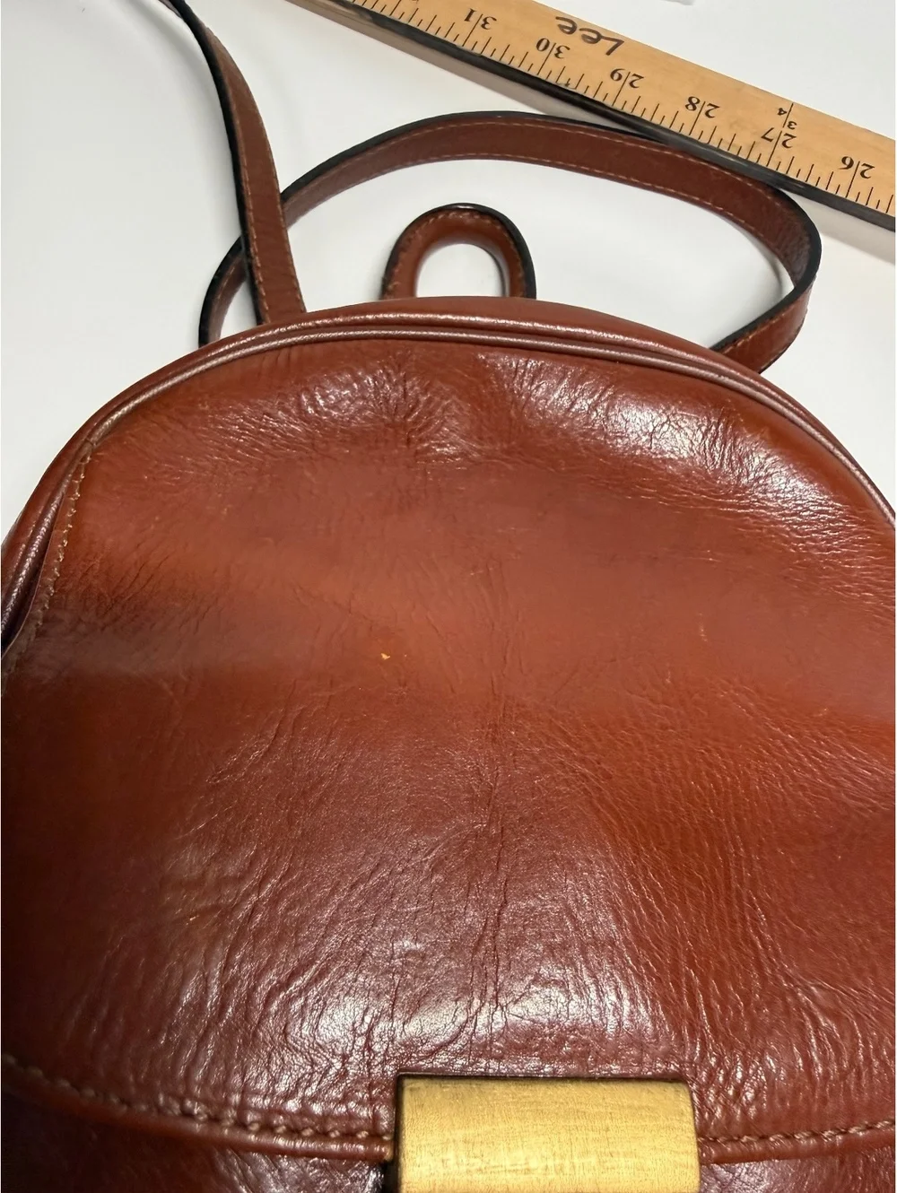 Vintage Morlane Paris Brown Genuine Leather Mini Backpack Brass Hardware